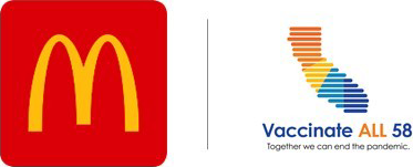 McDonald's logo and Vaccinate all 58 logo